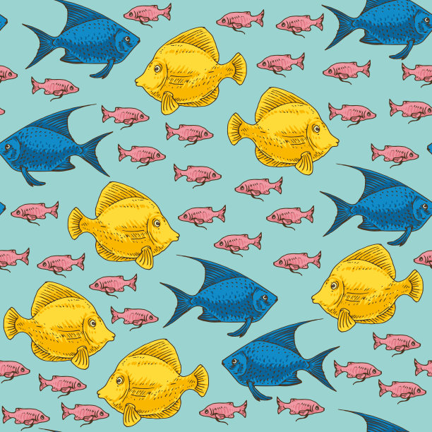 外来鱼无缝图案图片下载