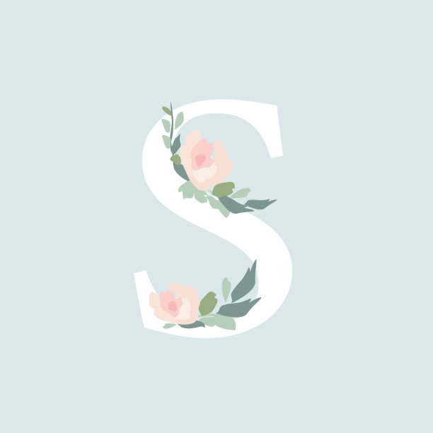 花卉字母表-字母S与花束组成。图片下载