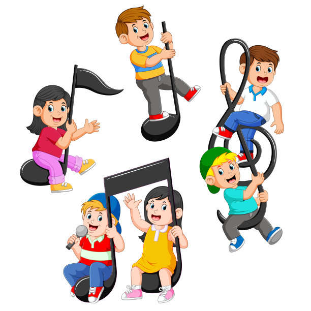 集收集快乐的孩子骑音乐音符图片下载