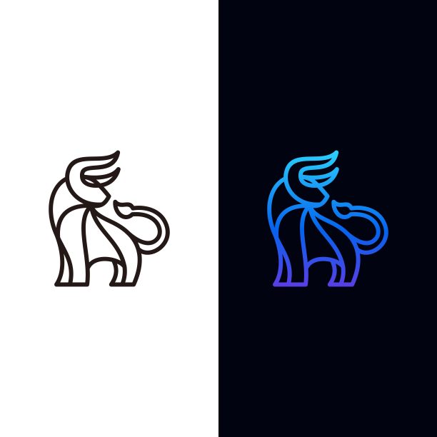 线条艺术公牛插图矢量模板图片下载