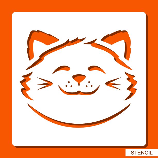 猫头轮廓。模板为儿童。图片下载