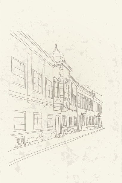 克罗地亚萨格勒布街景矢量草图。图片下载