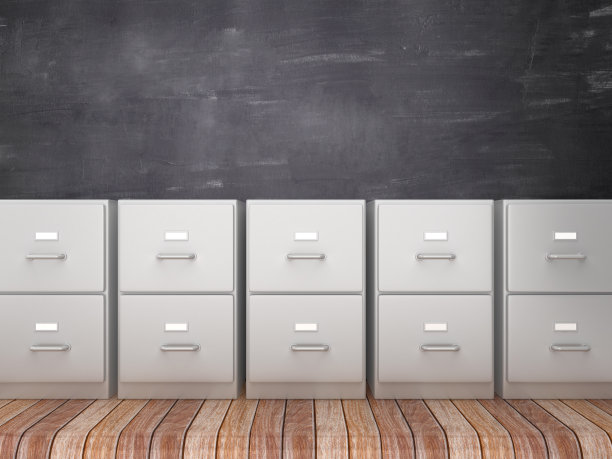 档案在房间-黑板背景- 3D渲染图片下载