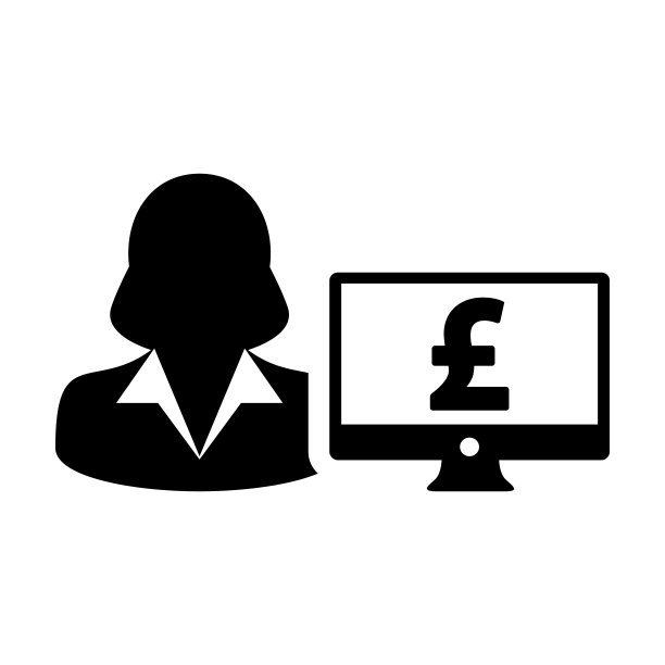 女性用户电脑英镑货币金融业务图标图片下载