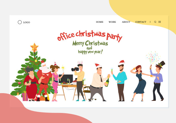 为您的员工送上有趣的祝福横幅:新年快乐，圣诞快乐图片下载