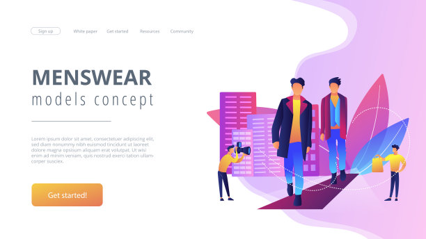 男士风格和时尚概念登陆页面。图片下载