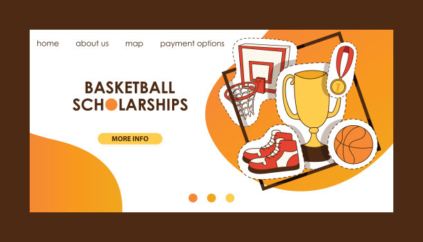 篮球矢量运动篮球登陆页的网站与网球场上的篮球插图运动网站横幅设计背景插图背景图片下载