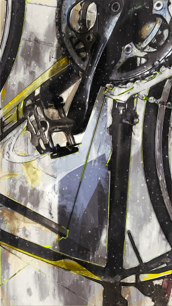 数字画的部分自行车在黑暗的色调图片下载