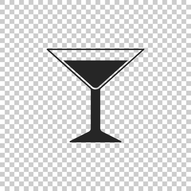 马提尼玻璃图标隔离在透明的背景。鸡尾酒图标。酒杯图标。平面设计。矢量图图片下载