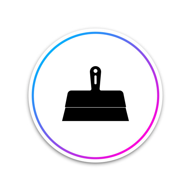 油灰刀图标孤立在白色背景上。抹刀修理工具。填缝或涂漆工具。圆形白色按钮。矢量图图片下载