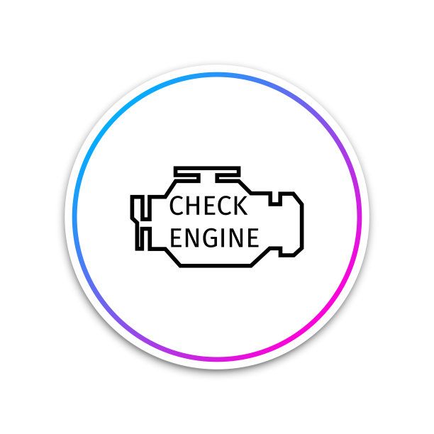 检查引擎图标隔离在白色背景。圆形白色按钮。矢量图图片下载