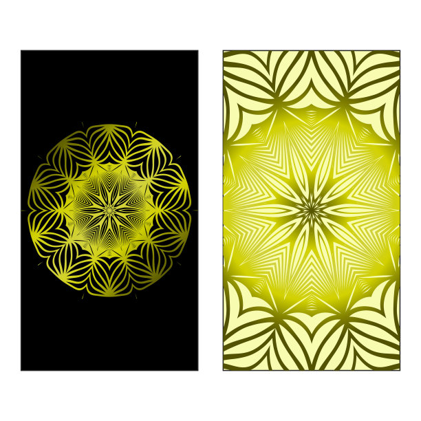 矢量曼荼罗模式的模板，传单或邀请卡。黑橄榄颜色图片下载