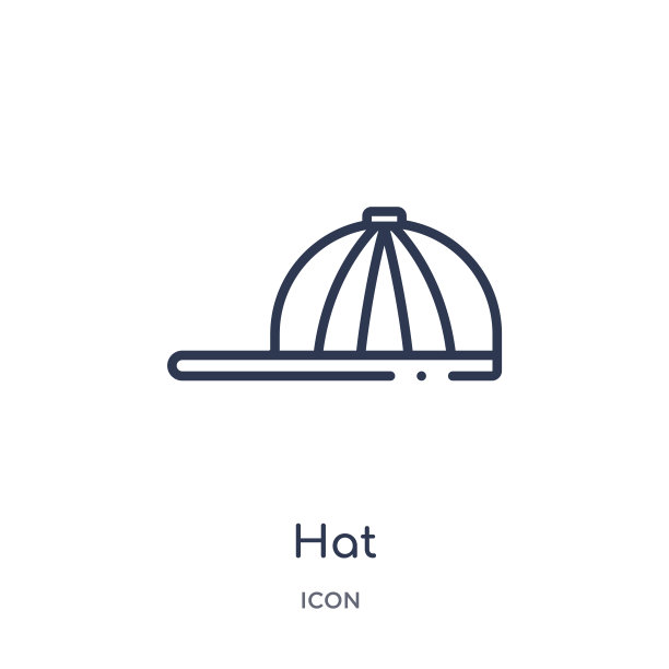 线性帽子图标从足球大纲收集。细线帽子矢量隔离在白色背景上。帽子潮流插画图片下载