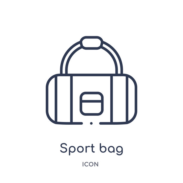线性运动包图标从足球大纲收集。细线运动包矢量隔离在白色背景上。运动包潮流插画图片下载