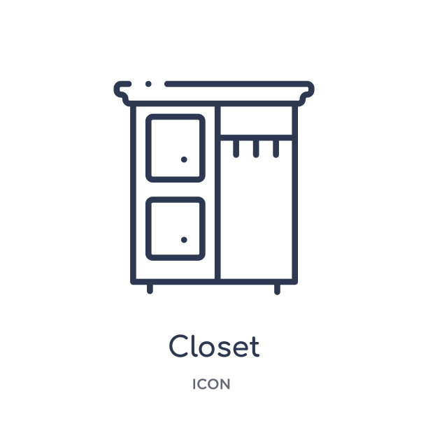 线性衣柜图标从家具轮廓集合。细线衣柜图标孤立在白色背景。衣柜潮流插画图片下载