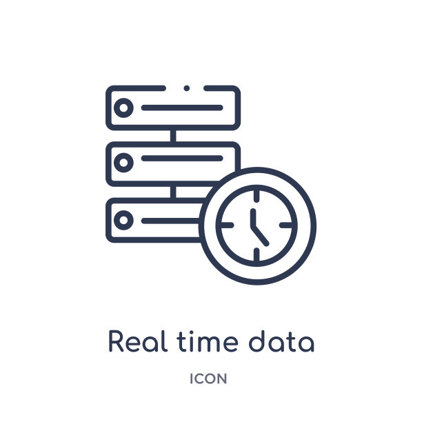 线性实时数据图标从一般大纲收集。细线实时数据图标隔离在白色背景上。实时数据潮流插画图片下载