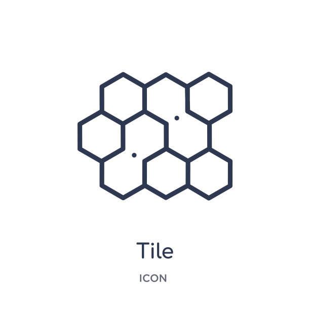 线性瓷砖图标从几何图形轮廓集合。细线瓷砖图标隔离在白色背景上。瓷砖潮流插画图片下载
