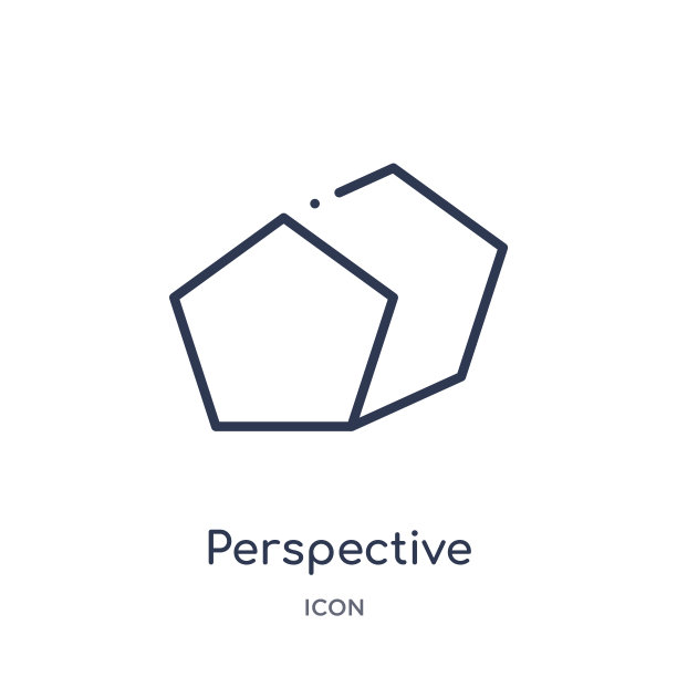 线性透视图标从几何图形轮廓集合。细线透视图标孤立的白色背景。角度时尚插图图片下载