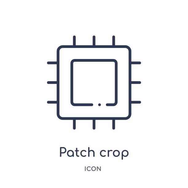 一般轮廓集合中的线性补丁裁剪图标。在白色背景上隔离的细线补丁作物图标。补丁作物流行插图图片下载
