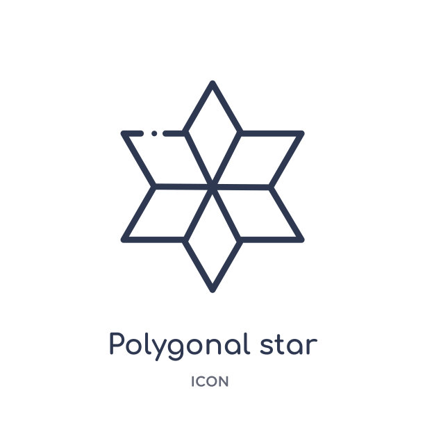 线性多边形星形六点图标从几何轮廓集合。细线多边形星的六点图标孤立在白色背景。多边形星形六点新潮插画图片下载