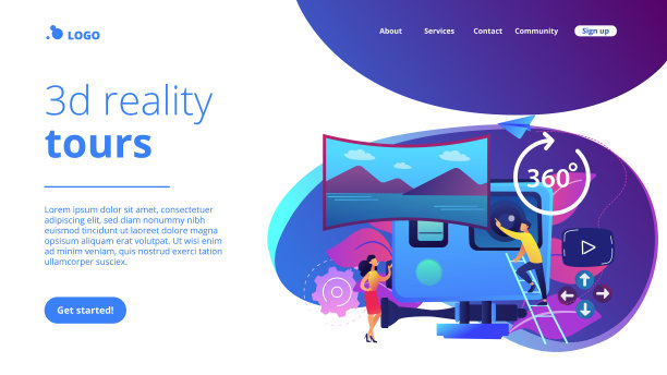 虚拟旅游概念登陆页面。图片下载