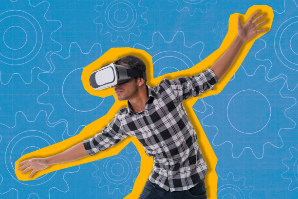 年轻人对VR眼镜上的内容感到惊讶图片下载