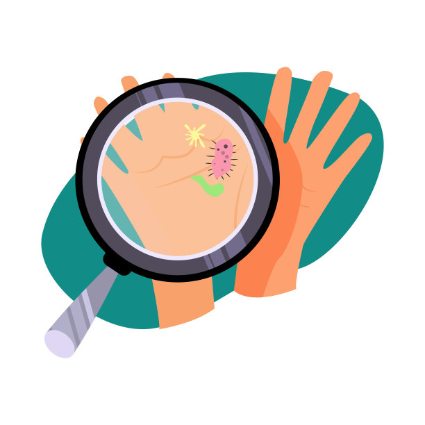 微生物和手部插画图片下载