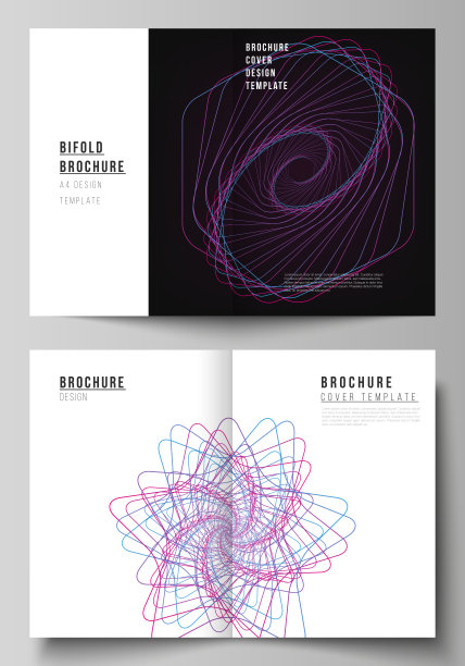 矢量布局的两个A4格式封面模型设计模板的双重小册子，传单，报告。随机混乱的线创造真实的形状。混沌图案，抽象纹理。秩序与混沌的概念。图片下载
