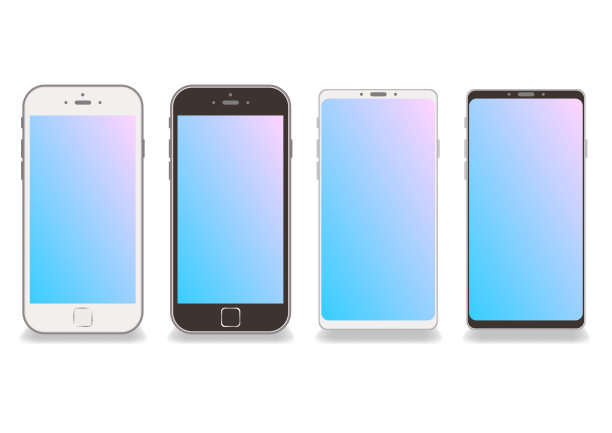 黑白智能手机框架矢量白色背景-屏幕上的复制空间图片下载