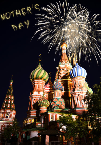 莫斯科庆祝母亲节的烟火图片下载