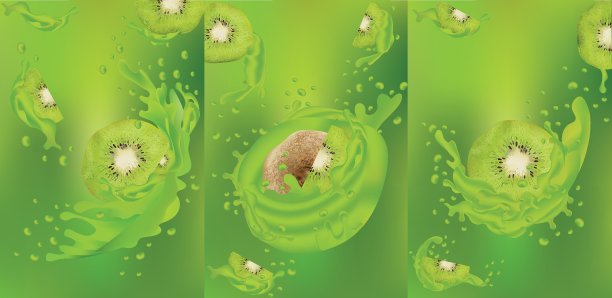 猕猴桃汁。新鲜果汁加猕猴桃。撒上猕猴桃。矢量图形。图片下载