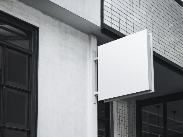 仿招牌，白色方形招牌，店前户外建筑图片下载