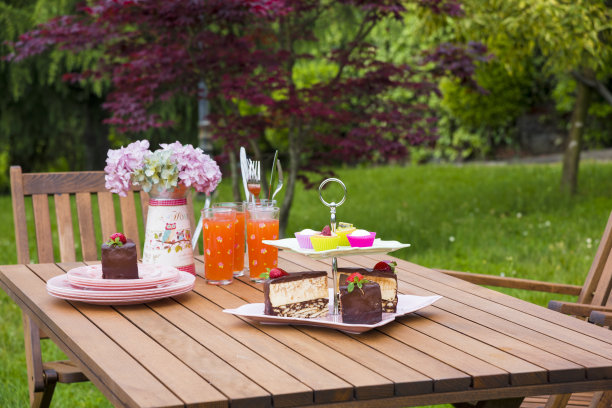 春天在花园里喝茶的时间图片下载