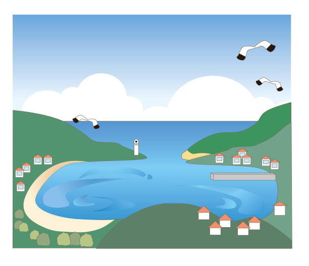 海湾和港口的景色图片下载