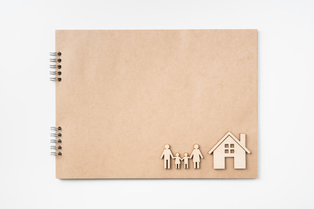 卡夫笔记本与家庭概念的白色背景图片下载