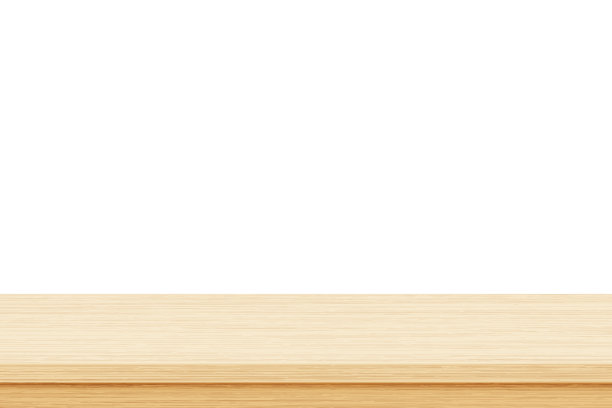 空白木质桌面，白色背景，用于展示或蒙太奇您的产品图片下载
