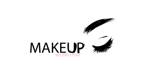 手绘女性睫毛和眉毛。名片矢量模板图片下载