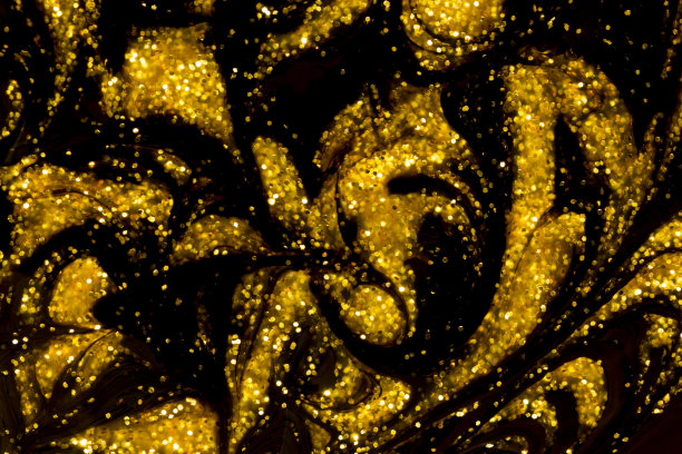 抽象纹理背景豪华黑色和金色液体油漆漩涡图片下载