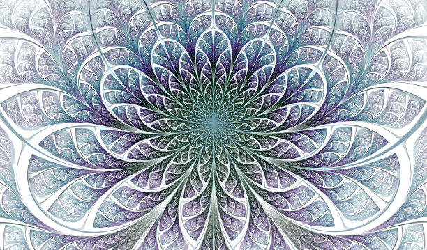 彩色对称分形花。数码艺术作品的创意平面设计。花的图案图片下载