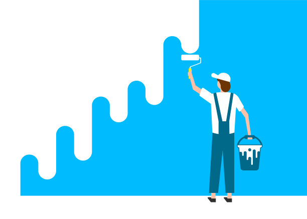 工人刷墙。矢量插图。每股收益图片下载