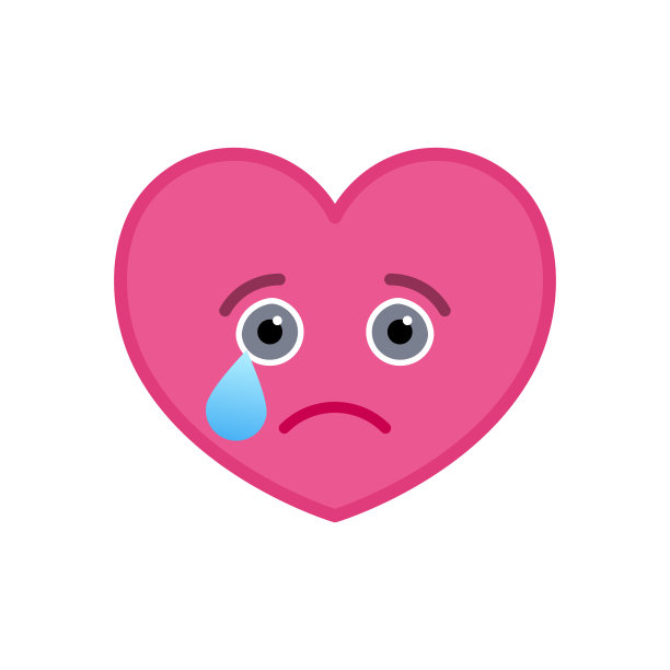 哭心形状的搞笑表情符号图片下载