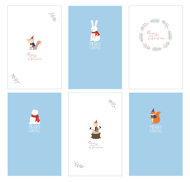 一套六张圣诞卡图片下载