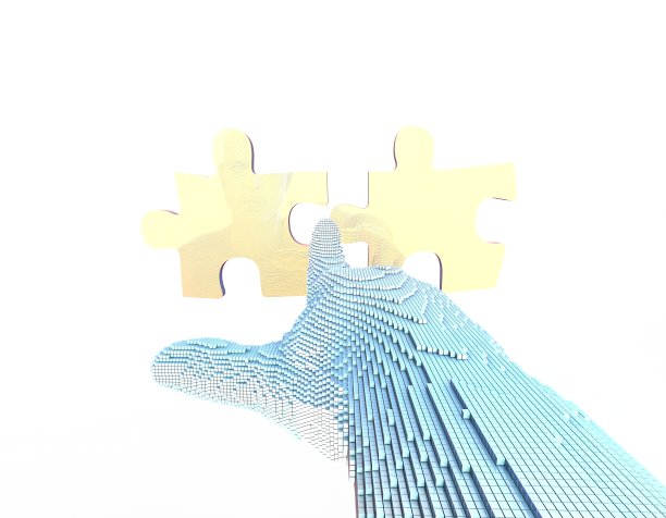 3D合成插画、拼图与人工智能、未来预测与智能技术、合作与智能图片下载