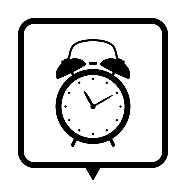 闹钟-黑色矢量图标图片下载