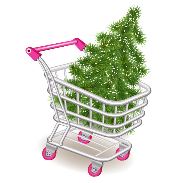 购物车里的圣诞树图片下载
