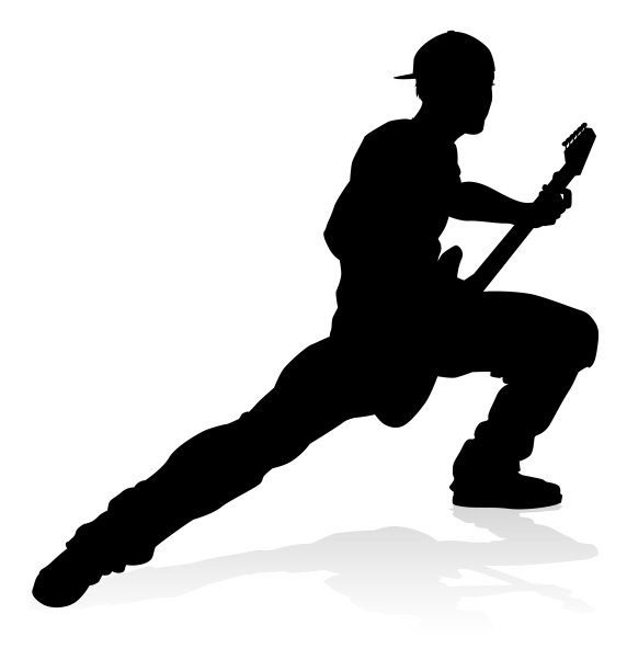 音乐家吉他手轮廓图片下载