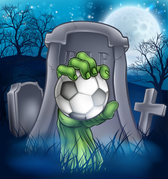 足球僵尸万圣节墓地概念图片下载