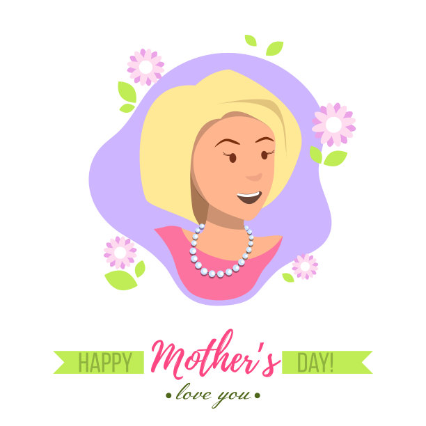 矢量插图旗帜金发女孩微笑。图片下载