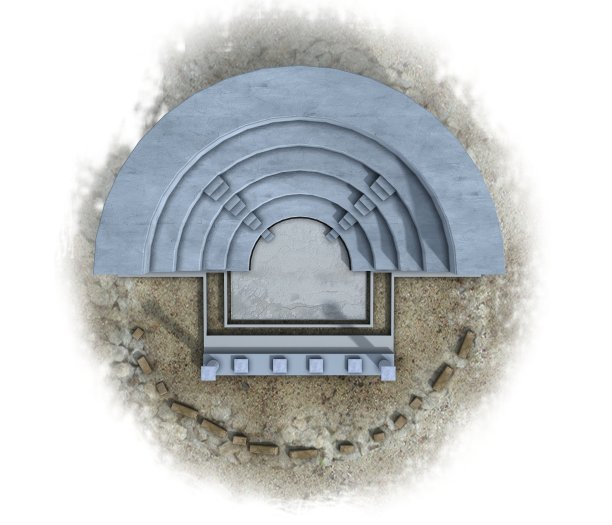 圆形竞技场，圆形剧场，中世纪建筑，3d可视化，插图图片下载