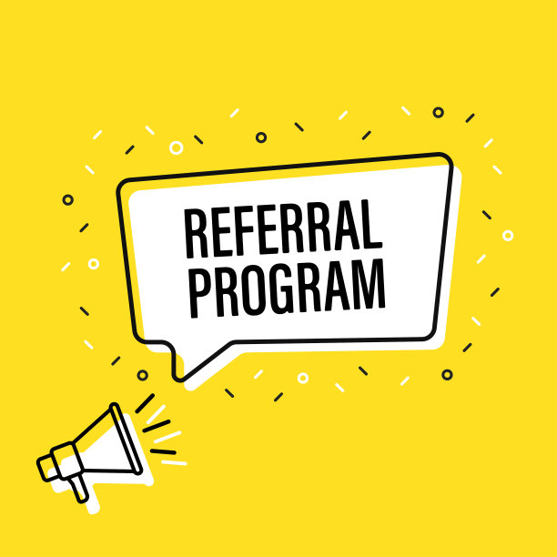 男手握扩音器，用引荐程序讲话气泡。扬声器。横幅为企业，营销和广告。矢量插图。图片下载